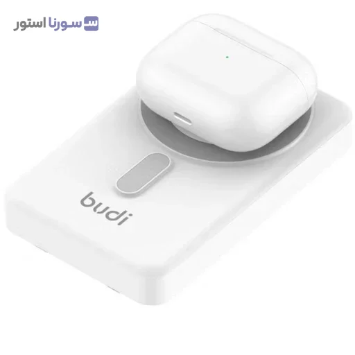نمای پشت پاوربانک وایرلس Budi PB809W با استند فلزی