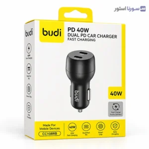 شارژر فندکی دو پورت USB-C بودی CC108RB با قابلیت شارژ سریع