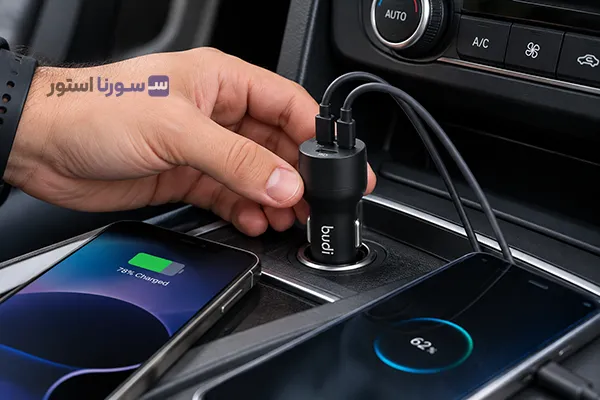 شارژر فندکی Budi CC108RB مناسب شارژ سریع موبایل در خودرو